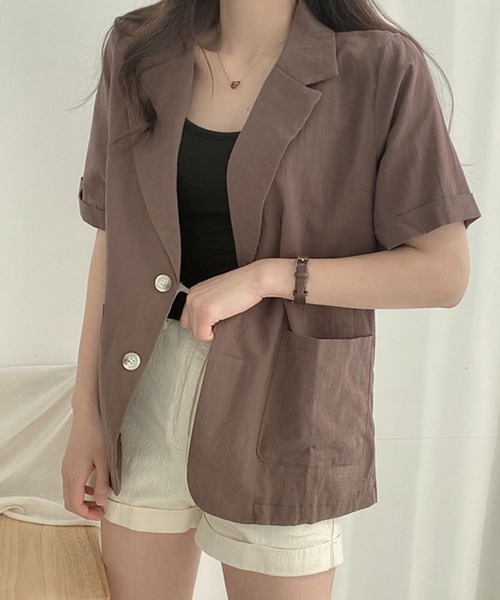 by LEGNA（バイレグナ）の「ウォッシャブルサマーテーラードジャケット（テーラードジャケット・レディース・ブラック/ライトベージュ/ブラウン・MEDIUM/LARGE）」の12枚目の写真