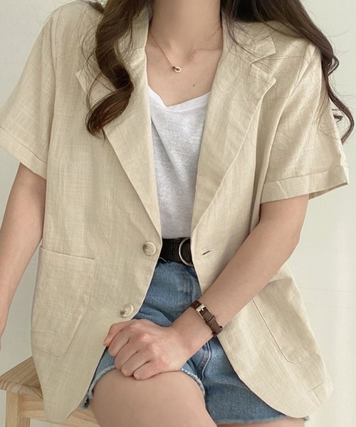 by LEGNA（バイレグナ）の「ウォッシャブルサマーテーラードジャケット（テーラードジャケット・レディース・ブラック/ライトベージュ/ブラウン・MEDIUM/LARGE）」の14枚目の写真