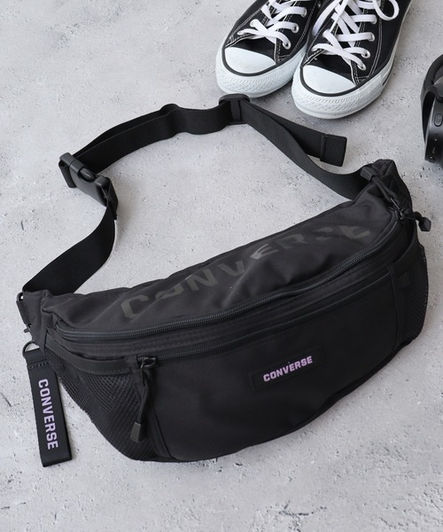 CONVERSE(コンバース)の「CONVERSEポリメッシュウエストボディバッグ(ボディバッグ/ウエストポーチ・メンズ・ブラック/ブラック系1/ブラック系2・FREE)」の2枚目の写真