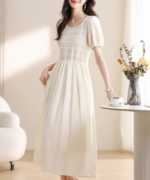 パフスリーブ」に該当するワンピース/ドレス（ホワイト/白色系