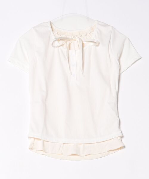 almo(アルモ)の「バイカラーレイヤード風半袖トップス / カットソー(BQ)(Tシャツ/カットソー・レディース・アイボリー/グレー/ブルー/ブラック・FREE)」の9枚目の写真
