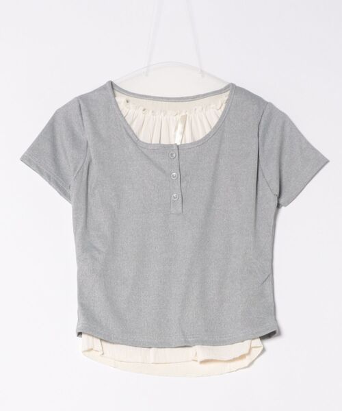 almo(アルモ)の「バイカラーレイヤード風半袖トップス / カットソー(BQ)(Tシャツ/カットソー・レディース・アイボリー/グレー/ブルー/ブラック・FREE)」の8枚目の写真