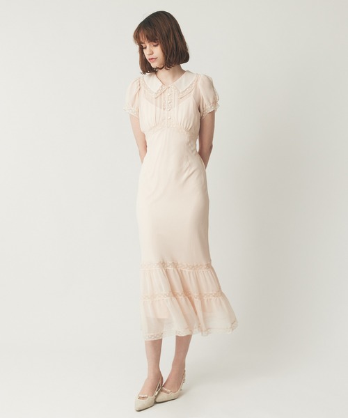 DEICY（デイシー）の「シフォンレースカラーワンピース（ワンピース・レディース・ライトブルー/ベビーピンク/アイボリー・00/FREE）」の3枚目の写真