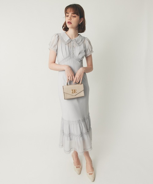 DEICY（デイシー）の「シフォンレースカラーワンピース（ワンピース・レディース・ライトブルー/ベビーピンク/アイボリー・00/FREE）」の2枚目の写真