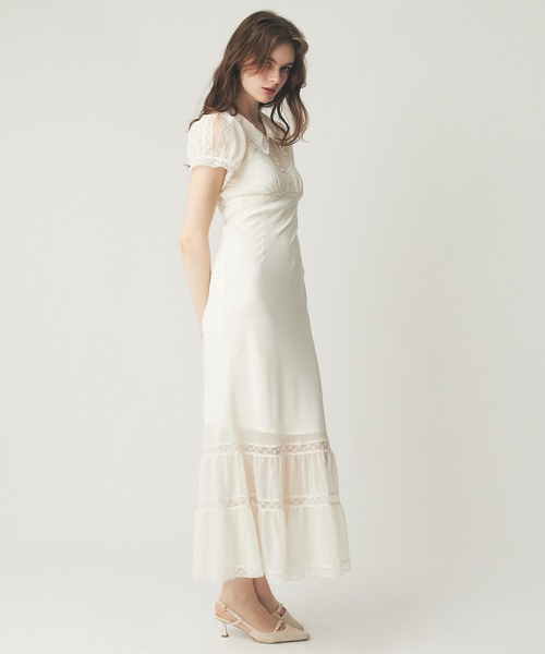 DEICY（デイシー）の「シフォンレースカラーワンピース（ワンピース・レディース・ライトブルー/ベビーピンク/アイボリー・00/FREE）」の8枚目の写真