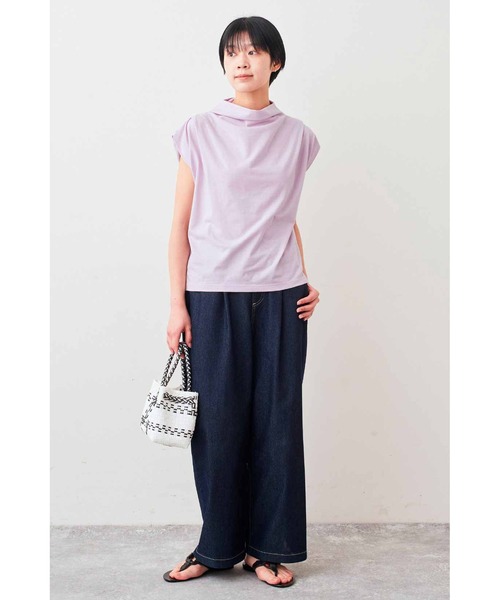 Live in comfort（リブインコンフォート）の「リブ　イン　コンフォート　接触冷感素材のゆるネックトップス（Tシャツ/カットソー・レディース・チャコールグレー/ラベンダー/ホワイト・S/M/L/LL/3L/4L）」の7枚目の写真