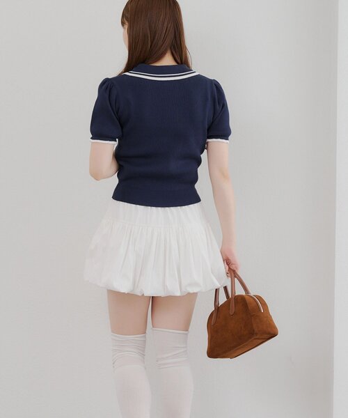 Another Branch olive des olive（アナザーブランチオリーブデオリーブ）の「チャイナポロニット（Tシャツ/カットソー・レディース・ネイビー/アイボリー/トップグレー・FREE）」の17枚目の写真