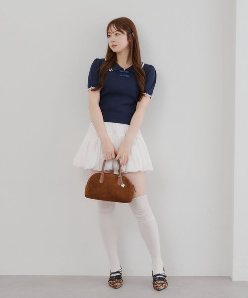 Another Branch olive des olive（アナザーブランチオリーブデオリーブ）の「チャイナポロニット（Tシャツ/カットソー・レディース・ネイビー/アイボリー/トップグレー・FREE）」の19枚目の写真