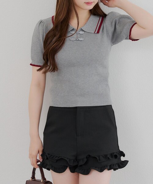 Another Branch olive des olive（アナザーブランチオリーブデオリーブ）の「チャイナポロニット（Tシャツ/カットソー・レディース・ネイビー/アイボリー/トップグレー・FREE）」の21枚目の写真