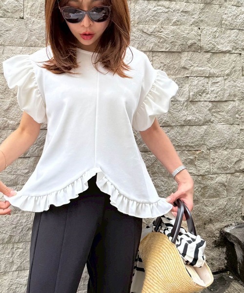 tシャツ チューリップフリルTOPS レディース セール】チューリップフリルTOPS（Tシャツ/カットソー）｜M y u