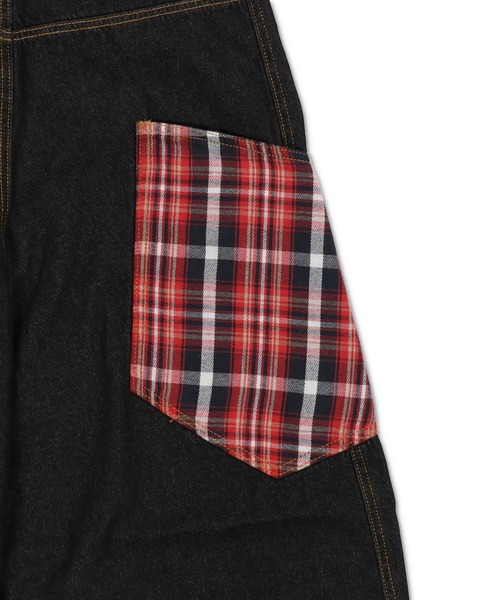 SPINNS（スピンズ）の「バルーンデニムパンツ/チェック/カーブ・バレルシルエット（デニムパンツ・メンズ・ネイビー系1/ネイビー系/ブラック×レッド・L/M）」の6枚目の写真