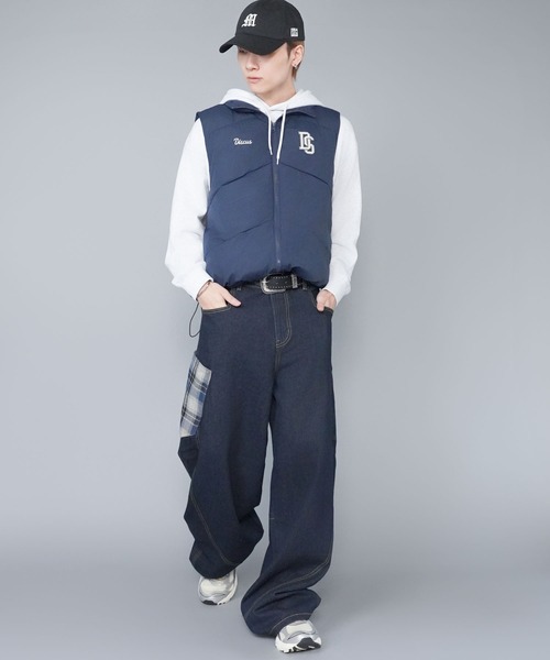 SPINNS（スピンズ）の「バルーンデニムパンツ/チェック/カーブ・バレルシルエット（デニムパンツ・メンズ・ネイビー系1/ネイビー系/ブラック×レッド・L/M）」の15枚目の写真