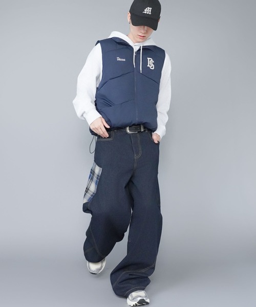 SPINNS（スピンズ）の「バルーンデニムパンツ/チェック/カーブ・バレルシルエット（デニムパンツ・メンズ・ネイビー系1/ネイビー系/ブラック×レッド・L/M）」の14枚目の写真