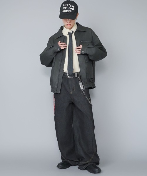 SPINNS（スピンズ）の「バルーンデニムパンツ/チェック/カーブ・バレルシルエット（デニムパンツ・メンズ・ネイビー系1/ネイビー系/ブラック×レッド・L/M）」の10枚目の写真