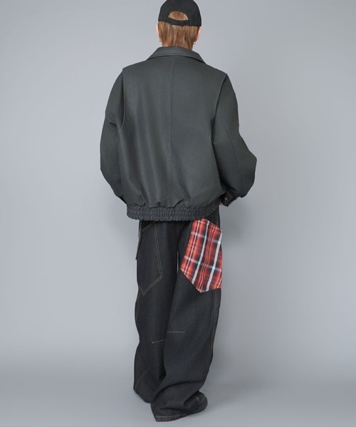 SPINNS（スピンズ）の「バルーンデニムパンツ/チェック/カーブ・バレルシルエット（デニムパンツ・メンズ・ネイビー系1/ネイビー系/ブラック×レッド・L/M）」の12枚目の写真