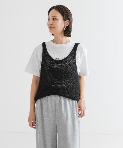 URBAN RESEARCH(アーバンリサーチ)の「リネン混ノースリーブニット(ニット/セーター・レディース・ブラック/グレー系その他/レッド・FREE)」の21枚目の写真