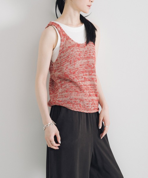 URBAN RESEARCH（アーバンリサーチ）の「リネン混ノースリーブニット（ニット/セーター・レディース・ブラック/グレー系その他/レッド・FREE）」の6枚目の写真