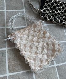 HOOK（フック）の「ビーズデザインミニバッグ / ハンドメイドパーティーバッグ（ハンドバッグ）」