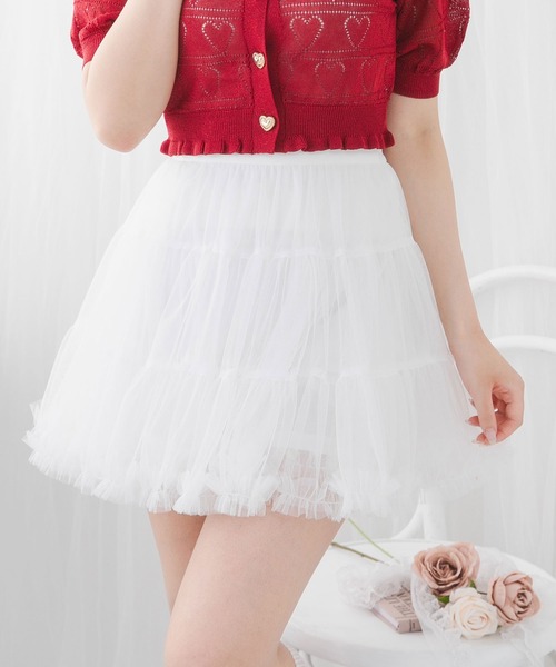 DearMyLoveRose(ディアマイラブローズ)の「チュールフリルバレリーナスカート【大きいサイズ有り】(スカート・レディース・グレー/ブラック/ホワイト・3L/LL/LARGE/MEDIUM)」の1枚目の写真