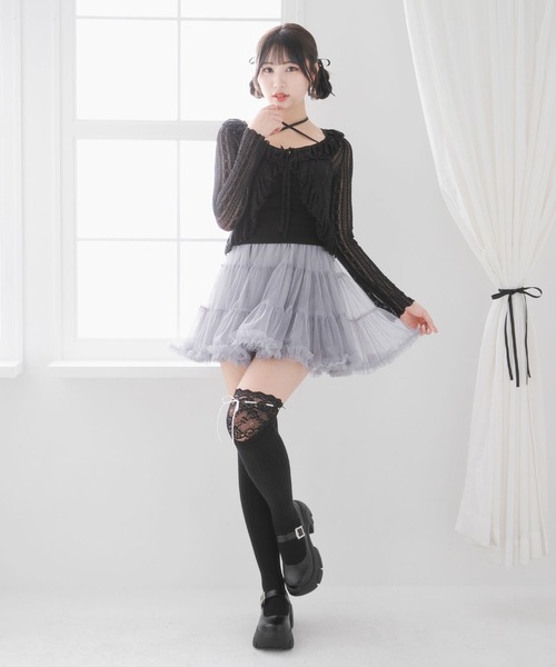 DearMyLoveRose(ディアマイラブローズ)の「チュールフリルバレリーナスカート【大きいサイズ有り】(スカート・レディース・グレー/ブラック/ホワイト・3L/LL/LARGE/MEDIUM)」の9枚目の写真