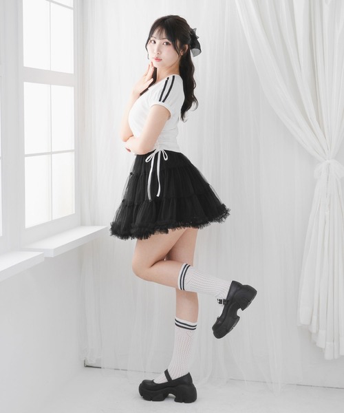 DearMyLoveRose(ディアマイラブローズ)の「チュールフリルバレリーナスカート【大きいサイズ有り】(スカート・レディース・グレー/ブラック/ホワイト・3L/LL/LARGE/MEDIUM)」の16枚目の写真