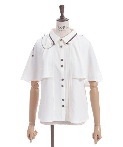 axes femme（アクシーズファム）の「連釦×チェーン付きケープブラウス（シャツ/ブラウス・レディース・ネイビー/キナリ/レッド・FREE）」の21枚目の写真
