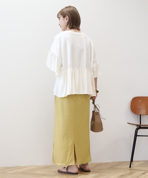 AMERICAN HOLIC（アメリカンホリック）の「袖フリル半袖プルオーバー（Tシャツ/カットソー・レディース・ピンク/モカ/ネイビー/オフホワイト・M/L）」の16枚目の写真