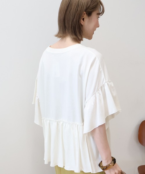 AMERICAN HOLIC（アメリカンホリック）の「袖フリル半袖プルオーバー（Tシャツ/カットソー・レディース・ピンク/モカ/ネイビー/オフホワイト・M/L）」の17枚目の写真