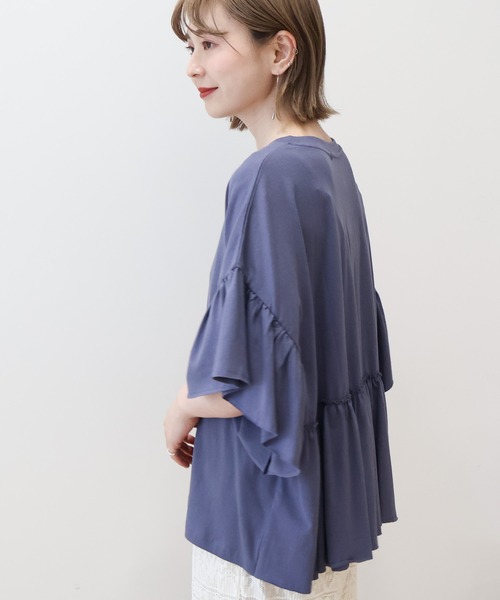 AMERICAN HOLIC（アメリカンホリック）の「袖フリル半袖プルオーバー（Tシャツ/カットソー・レディース・ピンク/モカ/ネイビー/オフホワイト・M/L）」の20枚目の写真