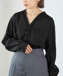 ymさん専用　IÉNA フリル付き黒ブラウス ラミヴィスシアービックカラーブラウス | イエナ(IENA) | マルイ
