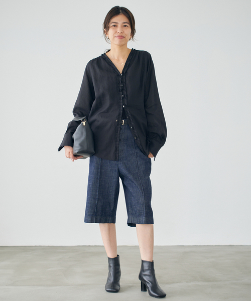 IENA タックフリルブラウス　ブラック イエナ（IENA）/タックフリルブラウスの通販はau PAY マーケット