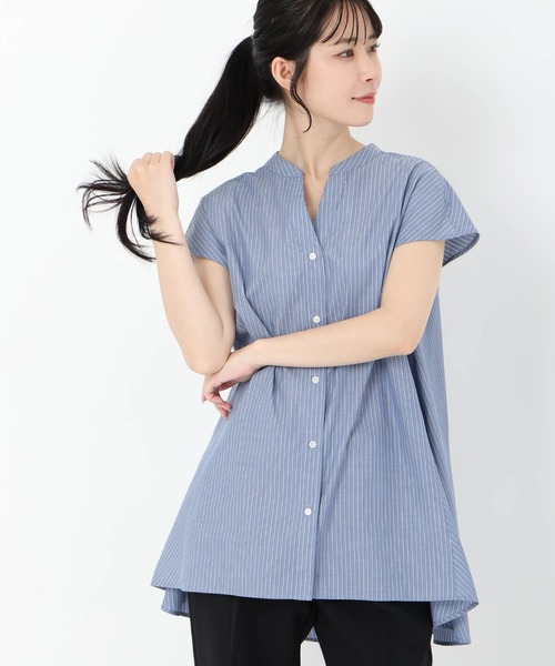 STRAWBERRY-FIELDS（ストロベリーフィールズ）の「TCブロードストライプ_フレンチスリーブストライプシャツ（シャツ/ブラウス・レディース・ストライプ/ホワイト系その他/イエロー系その他・2）」の4枚目の写真