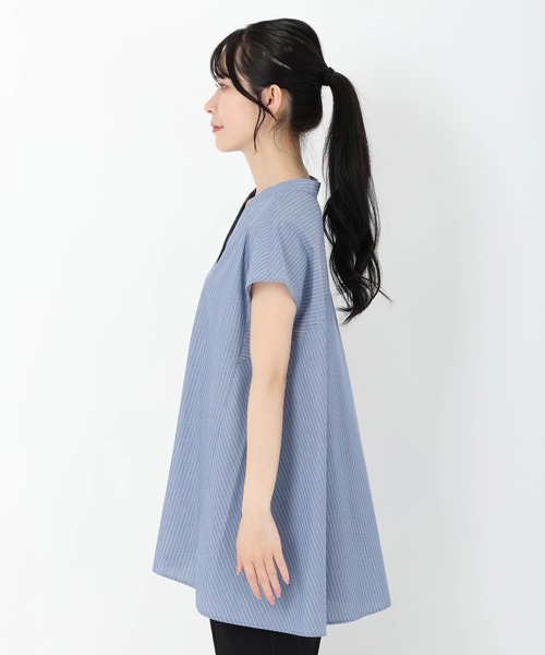 STRAWBERRY-FIELDS（ストロベリーフィールズ）の「TCブロードストライプ_フレンチスリーブストライプシャツ（シャツ/ブラウス・レディース・ストライプ/ホワイト系その他/イエロー系その他・2）」の5枚目の写真