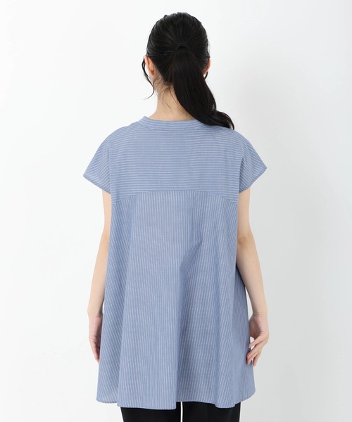 STRAWBERRY-FIELDS（ストロベリーフィールズ）の「TCブロードストライプ_フレンチスリーブストライプシャツ（シャツ/ブラウス・レディース・ストライプ/ホワイト系その他/イエロー系その他・2）」の6枚目の写真