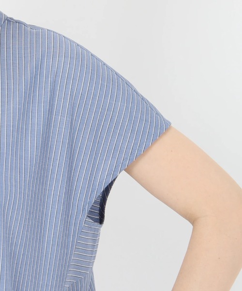 STRAWBERRY-FIELDS（ストロベリーフィールズ）の「TCブロードストライプ_フレンチスリーブストライプシャツ（シャツ/ブラウス・レディース・ストライプ/ホワイト系その他/イエロー系その他・2）」の9枚目の写真