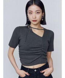 EMODA | チョーカーギャザーショートスリーブニット(ニット/セーター)