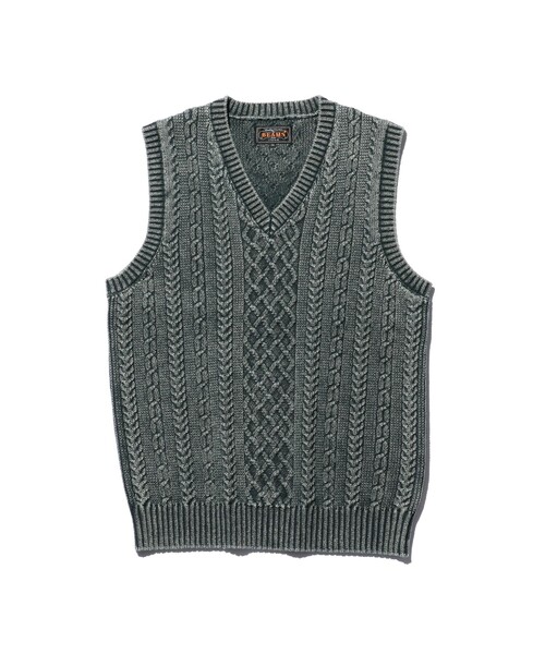セール】ピグメントダイ アランパターン ニットベスト（ニット