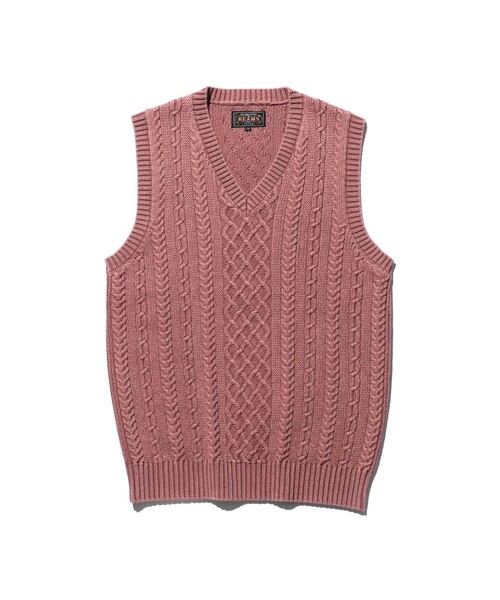 セール】ピグメントダイ アランパターン ニットベスト（ニット