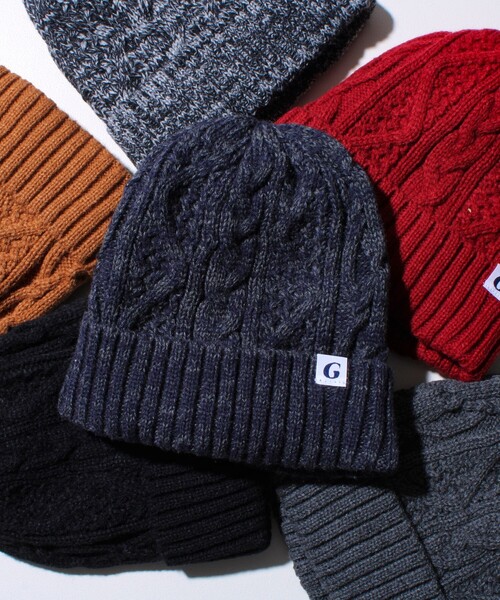 GLOSTER（グロスター）の「【GLOSTER/グロスター】裏ボア ケーブルワッチ ニット帽（ニットキャップ/ビーニー・メンズ・グレー系その他/ブラック/グレー/ブラック系その他/ワインレッド/テラコッタ・FREE）」の4枚目の写真
