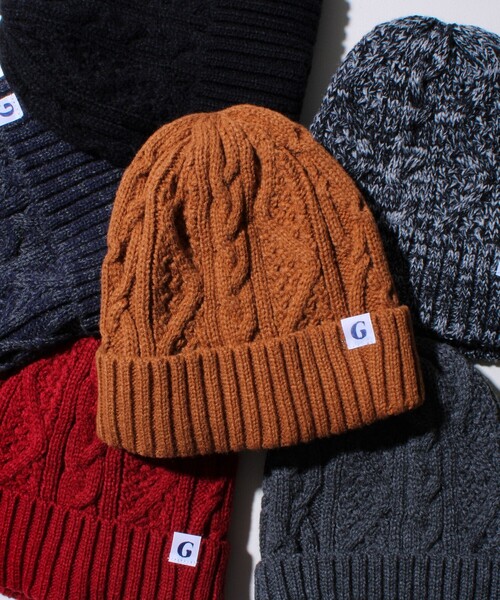 GLOSTER（グロスター）の「【GLOSTER/グロスター】裏ボア ケーブルワッチ ニット帽（ニットキャップ/ビーニー・メンズ・グレー系その他/ブラック/グレー/ブラック系その他/ワインレッド/テラコッタ・FREE）」の5枚目の写真