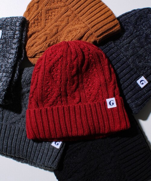 GLOSTER（グロスター）の「【GLOSTER/グロスター】裏ボア ケーブルワッチ ニット帽（ニットキャップ/ビーニー・メンズ・グレー系その他/ブラック/グレー/ブラック系その他/ワインレッド/テラコッタ・FREE）」の6枚目の写真