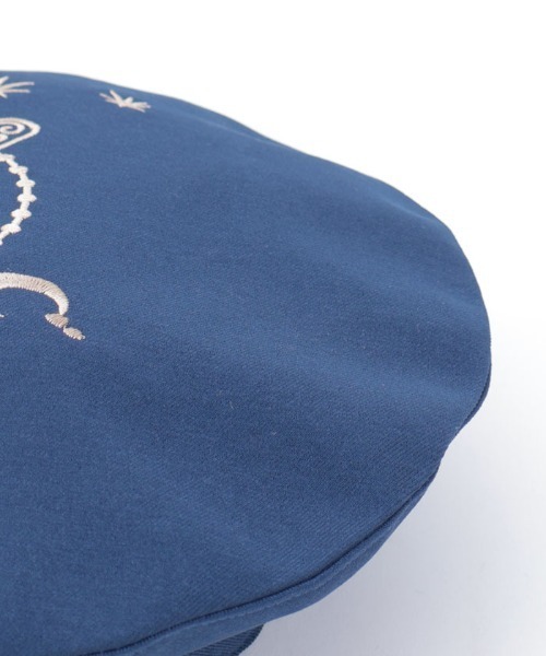 刺繍付き青コットンベレー帽 星モチーフ刺繍ベレー（ハンチング/ベレー帽）｜axes femme