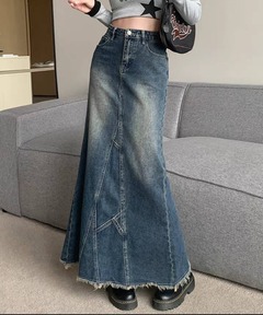 デニム ロング スカート レディース プリーツ ジーンズ ヴィンテージ加工 96772460_34_d_240.jpg