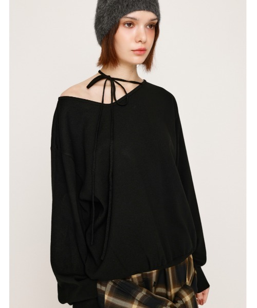 ASYMMETRY NECK LOOSE TOPS アシンメトリー ネック ルーズ