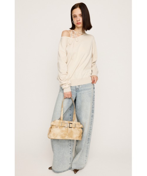 SLY(スライ)の「ASYMMETRY NECK LOOSE TOPS アシンメトリー ネック ルーズ トップス 秋服 冬服(ニット/セーター・レディース・レッド/杢グレー/アイボリー/ブラック・FREE)」の5枚目の写真