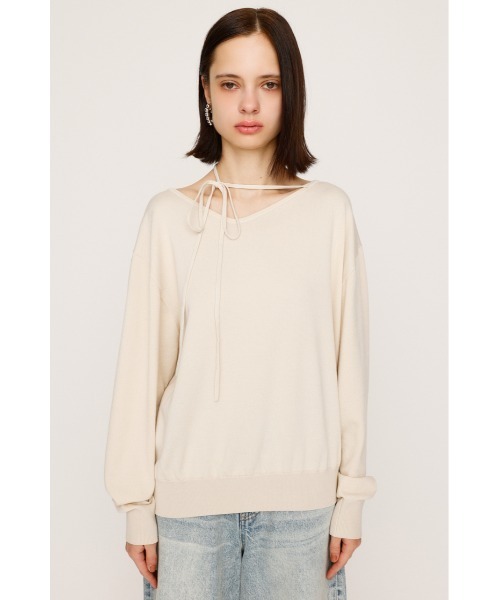 SLY(スライ)の「ASYMMETRY NECK LOOSE TOPS アシンメトリー ネック ルーズ トップス 秋服 冬服(ニット/セーター・レディース・レッド/杢グレー/アイボリー/ブラック・FREE)」の8枚目の写真