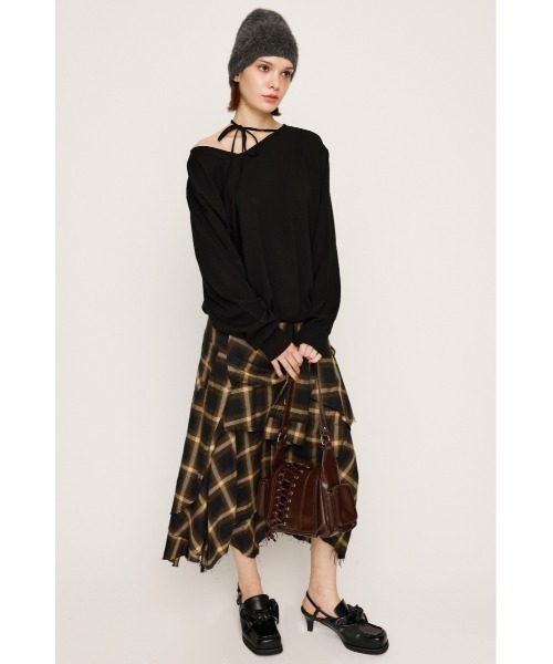 SLY(スライ)の「ASYMMETRY NECK LOOSE TOPS アシンメトリー ネック ルーズ トップス 秋服 冬服(ニット/セーター・レディース・レッド/杢グレー/アイボリー/ブラック・FREE)」の14枚目の写真