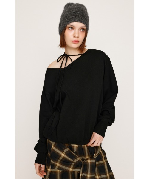 SLY(スライ)の「ASYMMETRY NECK LOOSE TOPS アシンメトリー ネック ルーズ トップス 秋服 冬服(ニット/セーター・レディース・レッド/杢グレー/アイボリー/ブラック・FREE)」の15枚目の写真