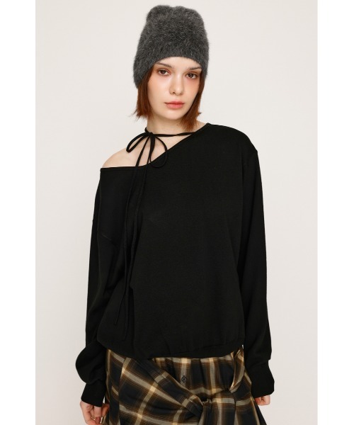 SLY(スライ)の「ASYMMETRY NECK LOOSE TOPS アシンメトリー ネック ルーズ トップス 秋服 冬服(ニット/セーター・レディース・レッド/杢グレー/アイボリー/ブラック・FREE)」の13枚目の写真