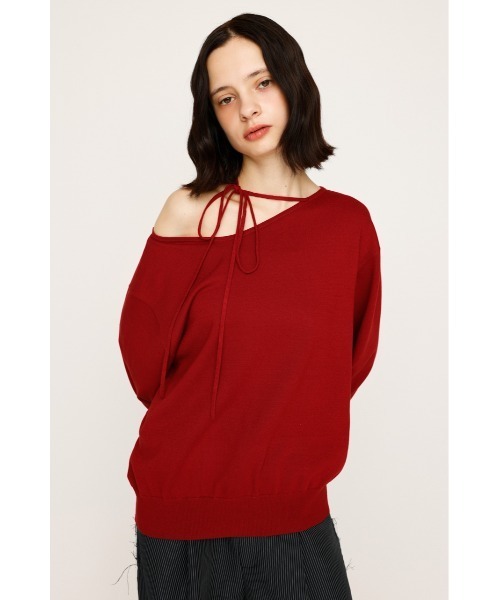 SLY(スライ)の「ASYMMETRY NECK LOOSE TOPS アシンメトリー ネック ルーズ トップス 秋服 冬服(ニット/セーター・レディース・レッド/杢グレー/アイボリー/ブラック・FREE)」の20枚目の写真